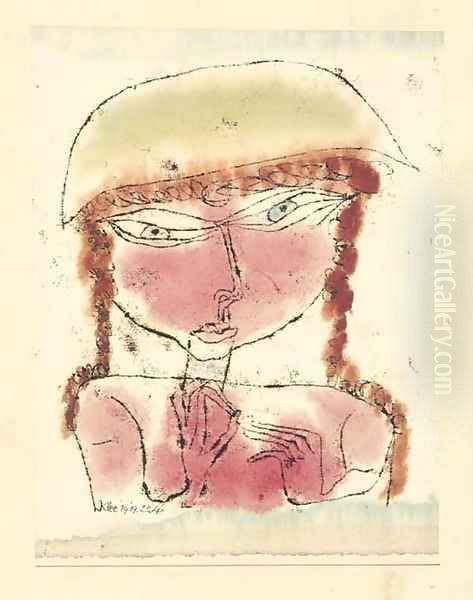 Rotes Madchen mit gelbem Topfhut Oil Painting by Paul Klee