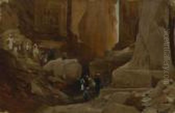 In Den Felsentempeln Von Abu Simbel. Oil Painting by Georges Jules Victor Clairin