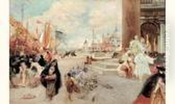 Carnaval A Venise Oil Painting by Georges Jules Victor Clairin