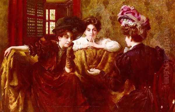 No! Gossip Oil Painting by Thomas Benjamin Kennington