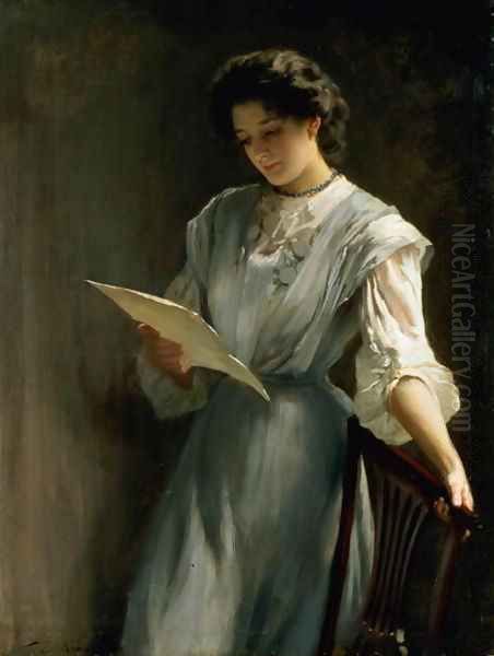 Reading the Letter Oil Painting by Thomas Benjamin Kennington