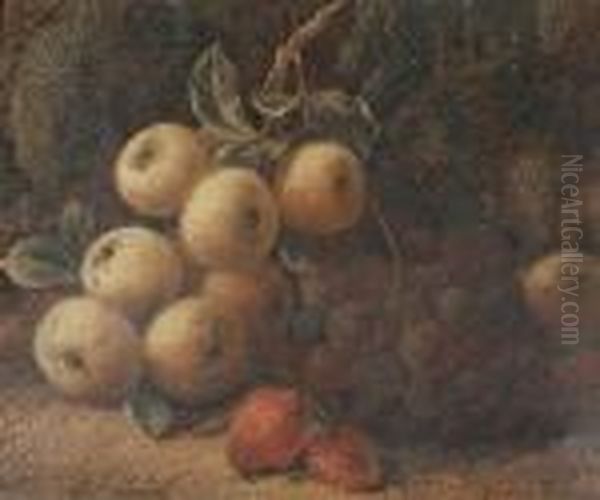 Still Life Of Apples, Grapes And Strawberries Oil Painting by George Clare