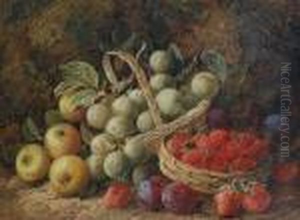 Still Life Of Summer Fruit In Baskets Oil Painting by George Clare