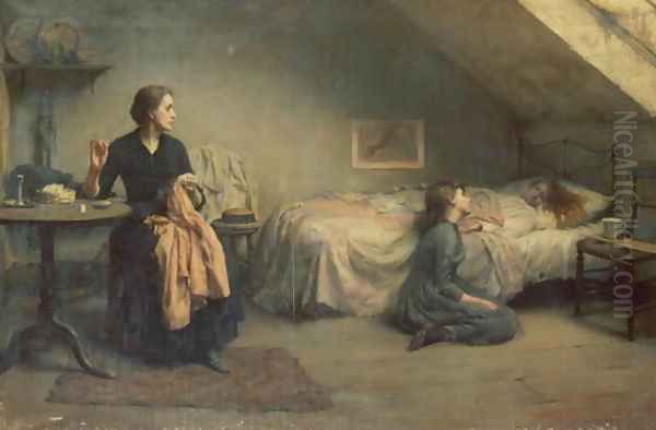 Widowed and Fatherless 1888 Oil Painting by Thomas Benjamin Kennington