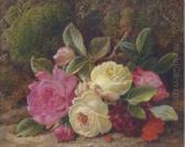 A Spray Of Roses Oil Painting by George Clare