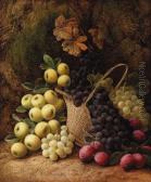 Still Life With Apples, Grapes And Plums Oil Painting by George Clare