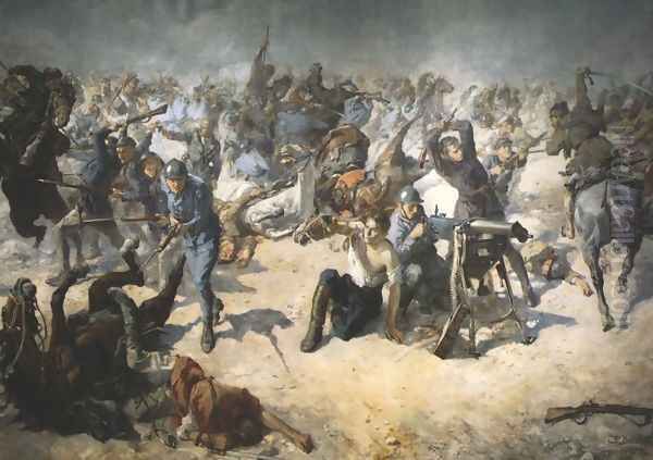 Battle of Zadworze Oil Painting by Stanislaw Kaczor-Batowski