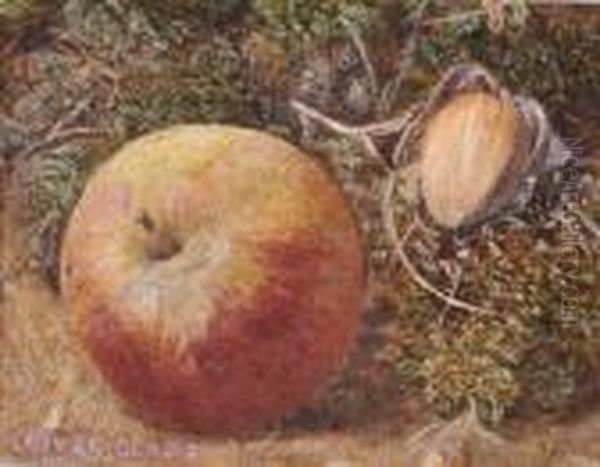 Still Life Study Fruit On A Mossy Bank Oil Painting by Oliver Clare