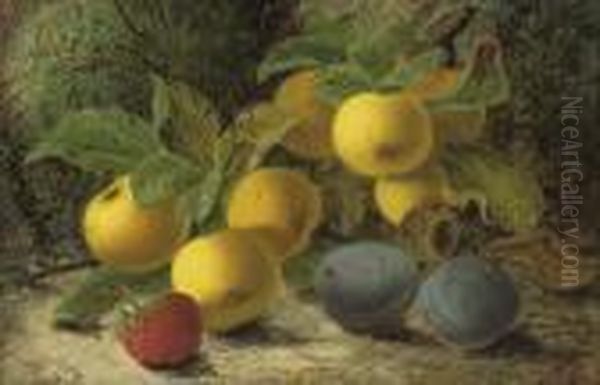 Apples And Plums Oil Painting by Oliver Clare