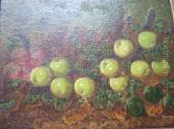 Apples On A Mossy Bank Oil Painting by Oliver Clare