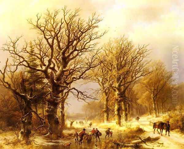 Winter Oil Painting by Johann Bernard Klombeck