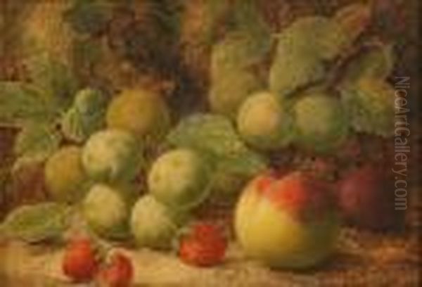 Still Life Study Of Greengages Oil Painting by Oliver Clare