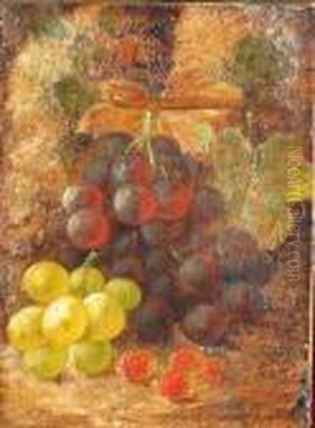 A Still Life With Grapes And Raspberries Oil Painting by Oliver Clare