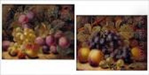 Pair Of Still Lifes With Fruit Oil Painting by Oliver Clare