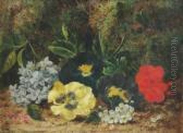 Pansies And Other Flowers Oil Painting by Oliver Clare