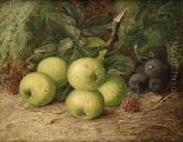 Still Life With Apples, Grapes And Raspberries Oil Painting by Vincent Clare