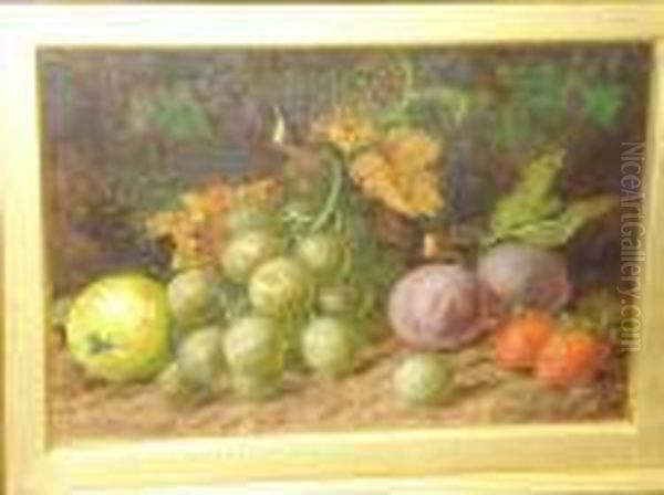 A Still Life Of Fruit On A Mossy Bank Oil Painting by Vincent Clare