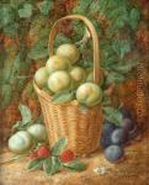 Still Life Of A Basket Of Apples And Other Fruit Oil Painting by Vincent Clare