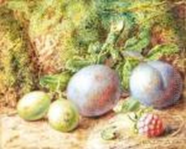 Fruit On A Mossy Bank Oil Painting by Vincent Clare