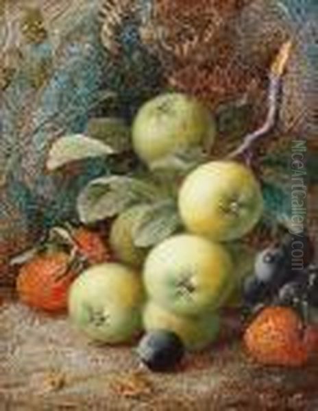 Still Life Of Apples, Strawberries Andblueberries Oil Painting by Vincent Clare