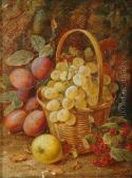 Still Life Offlowers Still Life Of Fruit A Pair Oil Painting by Vincent Clare