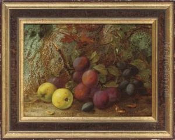 Quinces, Plums And Damsons, On A Mossy Bank Oil Painting by Vincent Clare