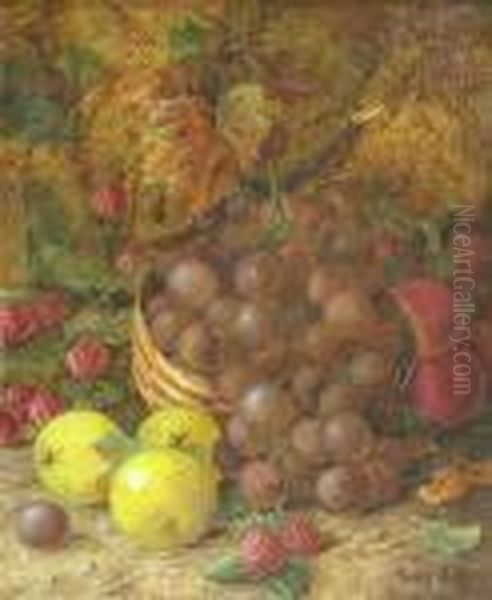 Still Life With Raspberries And Grapes Oil Painting by Vincent Clare