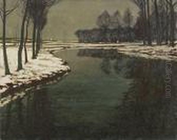 Winterlandschaft An Dererft Oil Painting by Maximilian Clarenbach