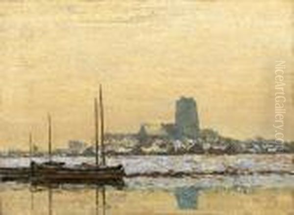 Sonnige Winterlandschaftbei Dordrecht Oil Painting by Maximilian Clarenbach