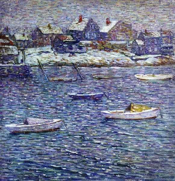 Boats in Winter, Rockport, Massachusetts Oil Painting by Charles Salis Kaelin