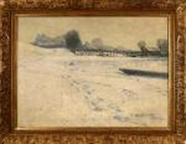 Winterlandschaft Am Rhein Oil Painting by Maximilian Clarenbach