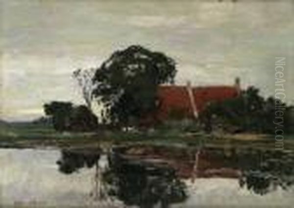 Rotes Haus Am See Oil Painting by Maximilian Clarenbach