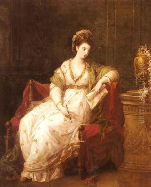 Portrait of Louise Henrietta Campbell, Later Lady Scarlett, as The Muse of Literature Oil Painting by Angelica Kauffmann