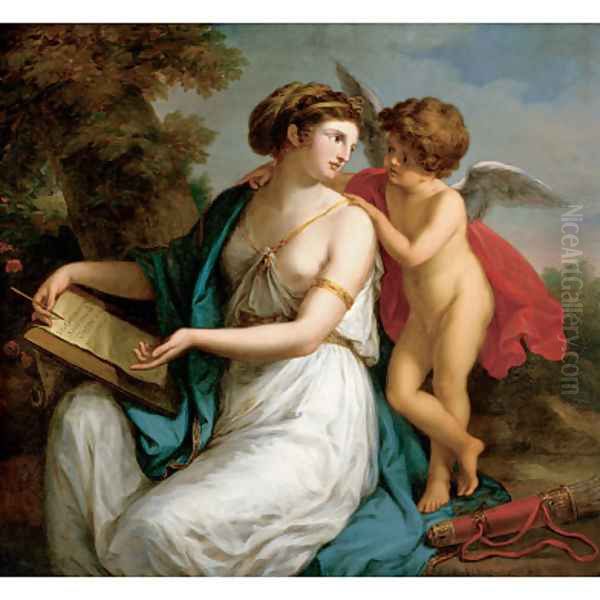 Sappho Inspired by Love Oil Painting by Angelica Kauffmann