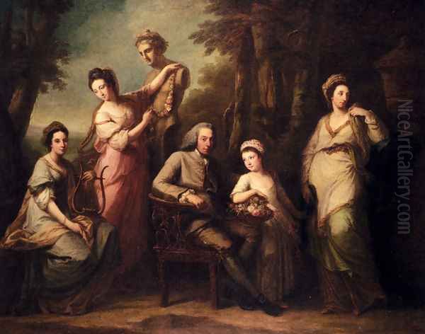 Portrait Of Philip Tisdal With His Wife And Family Oil Painting by Angelica Kauffmann