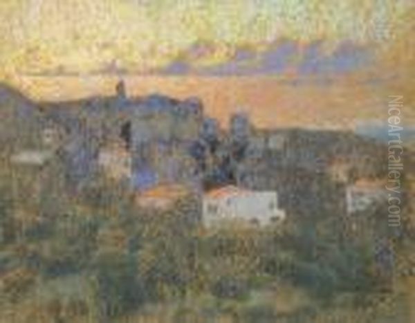 Une Vue A Bordighera Oil Painting by Emile Claus