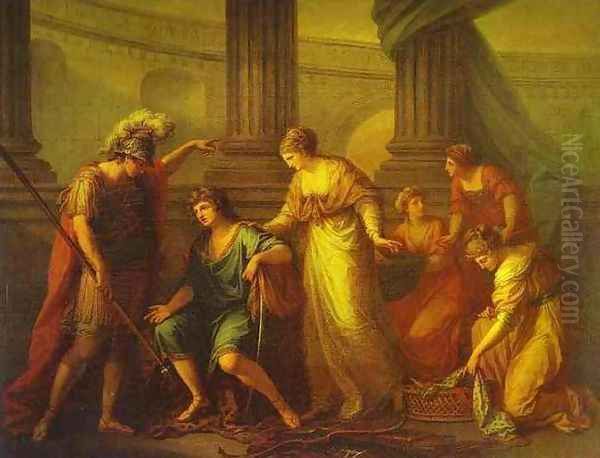 Hector Calls Paris to the Battle Oil Painting by Angelica Kauffmann