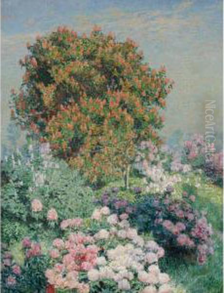 Flowergarden Villa Zonneschijn, Astene Oil Painting by Emile Claus