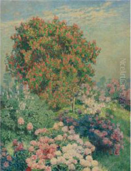 The Flower Garden In May Oil Painting by Emile Claus