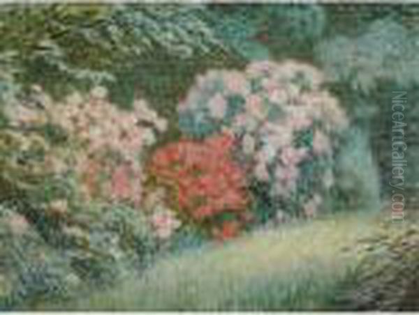 Rododendrons Oil Painting by Emile Claus