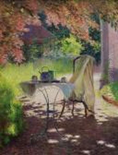 Tuinscene Oil Painting by Emile Claus