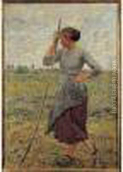 La Faneuse Oil Painting by Emile Claus