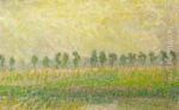 Sunlit Landscape Oil Painting by Emile Claus