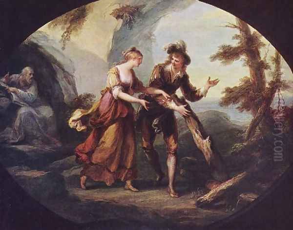 Miranda and Ferdinand Oil Painting by Angelica Kauffmann