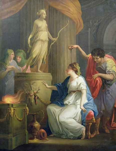 Accontius and Cydippe before the altar of Diana Oil Painting by Angelica Kauffmann