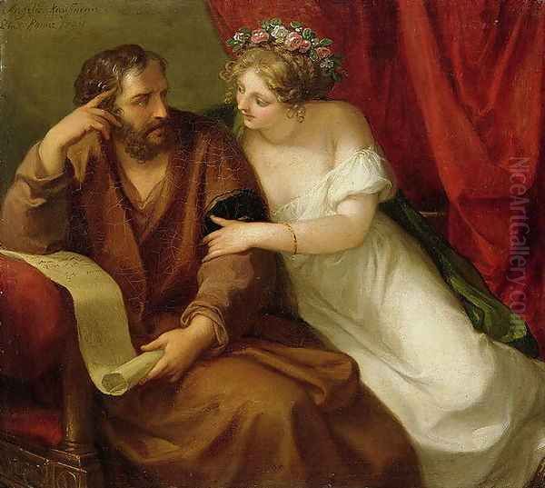 Phryne Seducing the Philosopher Xenokrates Oil Painting by Angelica Kauffmann