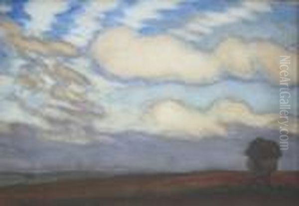 Cloud Study Above Open Country Oil Painting by George Clausen