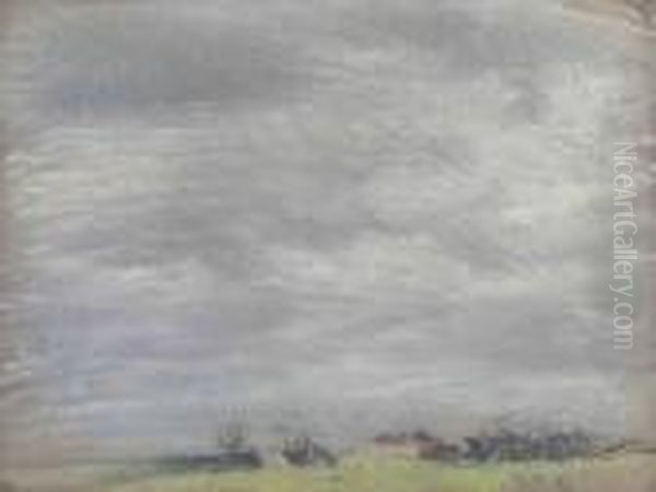 Marsh Landscape, Essex Oil Painting by George Clausen