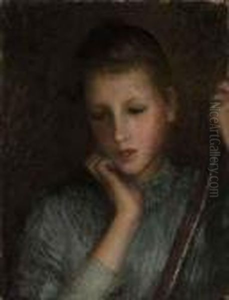 Pensive Oil Painting by George Clausen