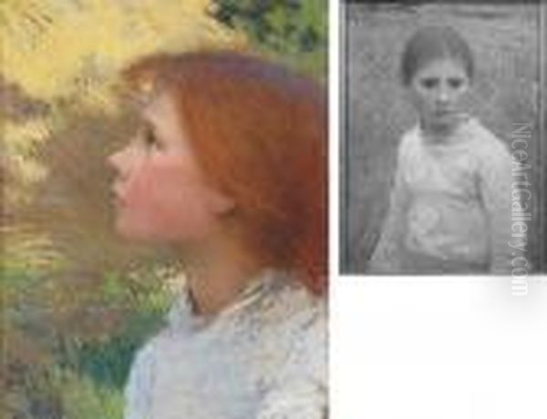 Head Of A Young Girl (rose Grimsdale) Oil Painting by George Clausen